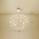 Rose Gold Led Leaf Chandelier: Stainless Steel Minimalist Hanging Lamp For Restaurants / 19.5’