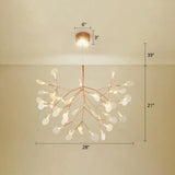Rose Gold Led Leaf Chandelier: Stainless Steel Minimalist Hanging Lamp For Restaurants / 28.5’