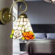 Rose Stained Glass Wall Light - Tiffany 1 Head Antique Bronze Sconce