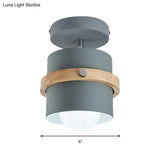 Rotatable 1-Light Macaron Flush Ceiling Light For Corridor - Undertint Cylinder Design