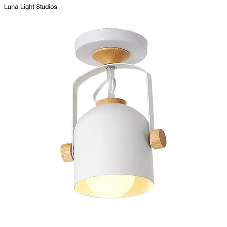 Rotatable Corridor Cup Ceiling Light - Metal With Macaron Loft Candy Colored Finish Single Bulb