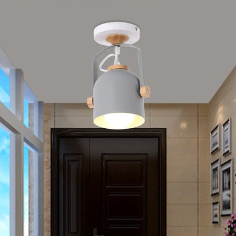 Rotatable Corridor Cup Ceiling Light - Metal With Macaron Loft Candy Colored Finish Single Bulb