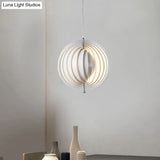 Rotatable Eclipse Ball Pendant Light In Nordic Style - White Aluminum For Single Lounge