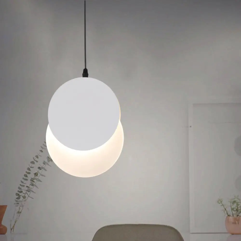 Modern Led Pendant Hanging Lamp - Rotatable Crescent Drop Light With Acrylic Shade In Black/White
