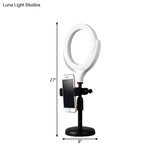 Rotatable Led Round Mirror Light With Usb Port- Modernist Metallic Flush Lighting White