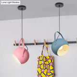 Rotatable Macaron Loft Metal Pendant Light For Living Room - 1 Head Globe Hanging Design