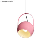 Rotatable Macaron Loft Metal Pendant Light For Living Room - 1 Head Globe Hanging Design