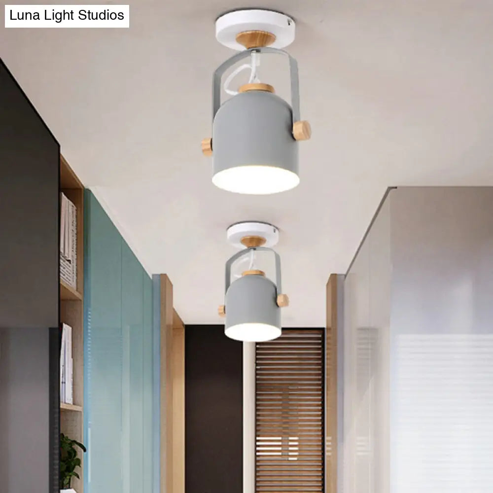 Rotatable Macaron Loft Metallic Ceiling Lamp With Cup Shade - Perfect For Bathrooms