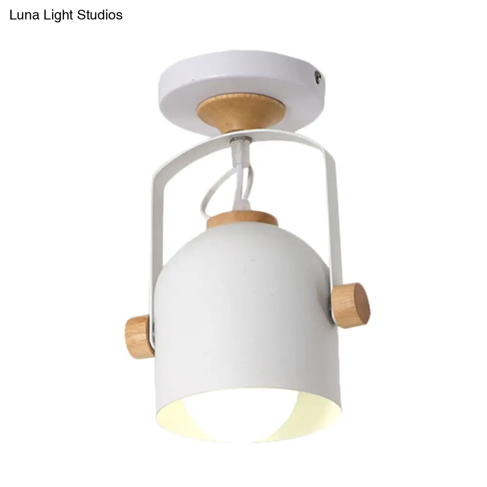 Rotatable Macaron Loft Metallic Ceiling Lamp With Cup Shade - Perfect For Bathrooms