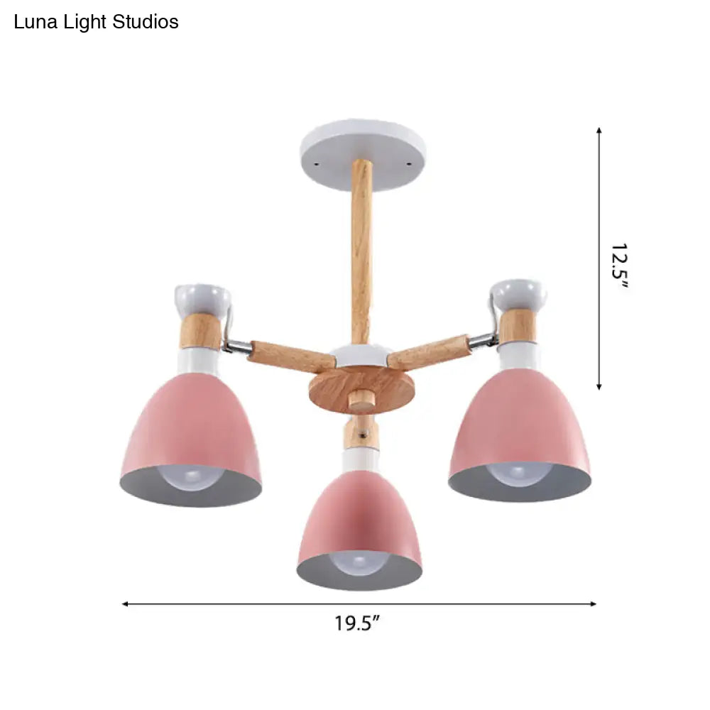 Rotatable Metal Bowl Chandelier - Kindergarten Macaron Hanging Light