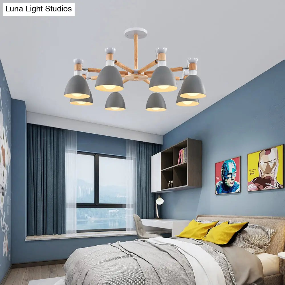 Rotatable Metal Bowl Chandelier - Kindergarten Macaron Hanging Light