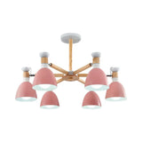 Rotatable Metal Bowl Chandelier - Kindergarten Macaron Hanging Light 6 / Pink