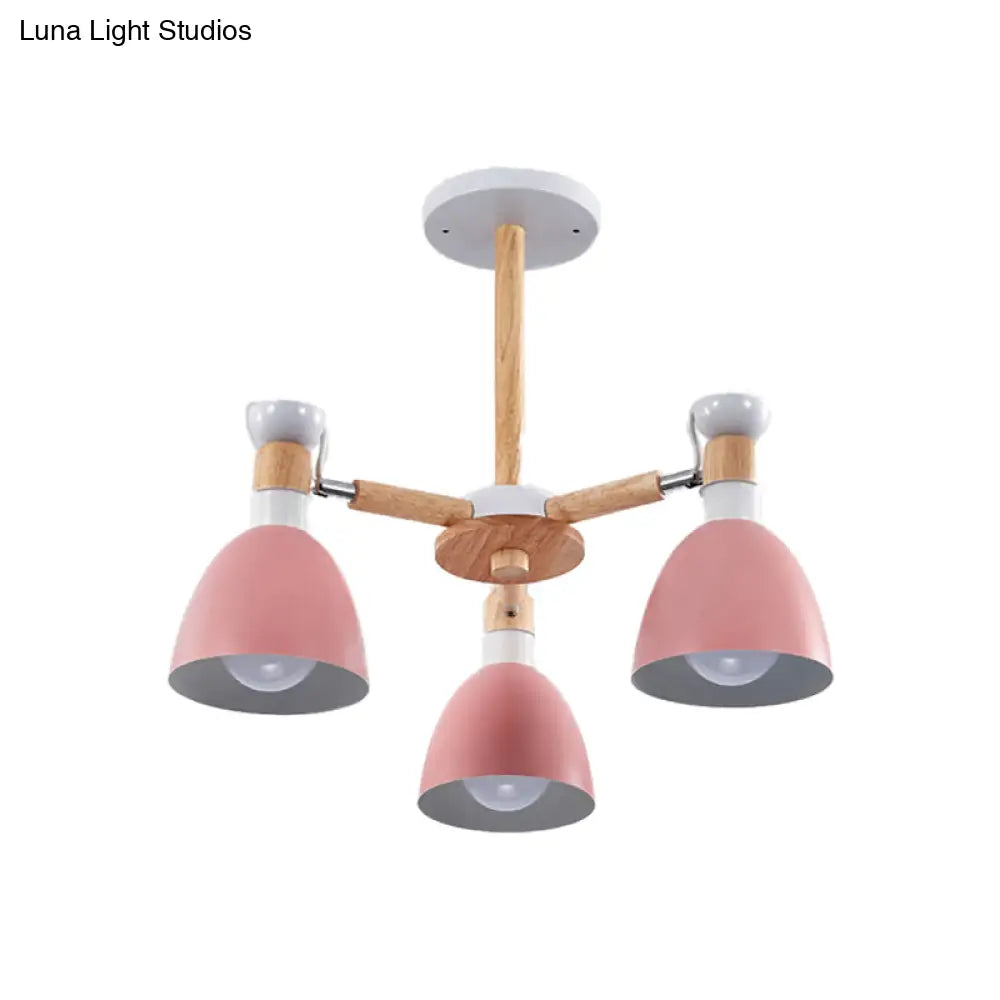 Rotatable Metal Bowl Chandelier - Kindergarten Macaron Hanging Light