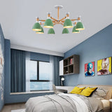 Rotatable Metal Bowl Chandelier - Kindergarten Macaron Hanging Light 8 / Green