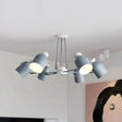 Rotatable Metal Cup Chandelier - 6 Light Macaron Style Hanging For Childs Bedroom Grey