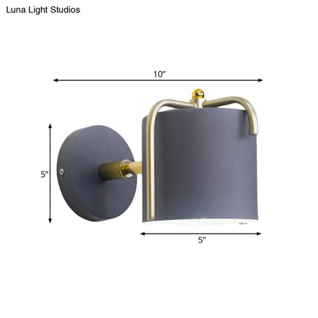 Rotatable Metal Cylinder Wall Light - Modern Macaron Loft Sconce For Bedroom Mirror