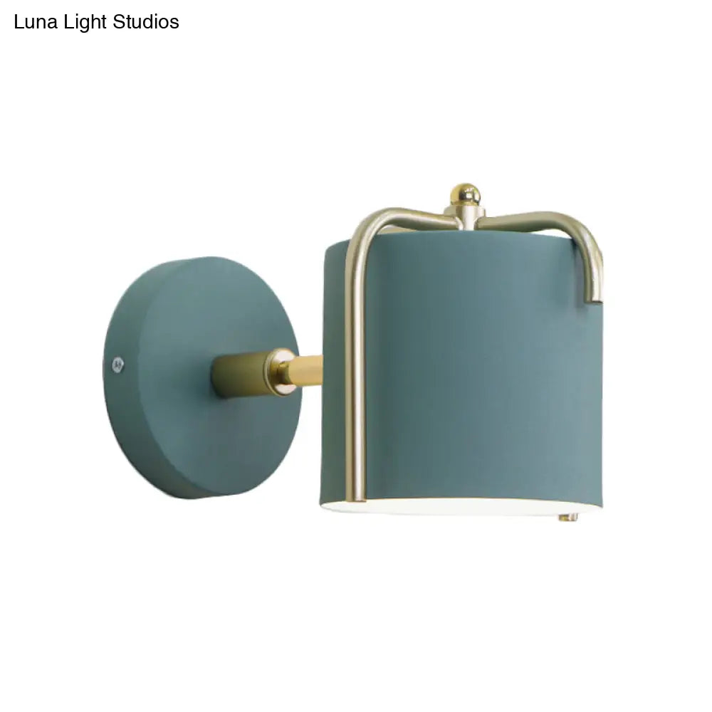 Rotatable Metal Cylinder Wall Light - Modern Macaron Loft Sconce For Bedroom Mirror