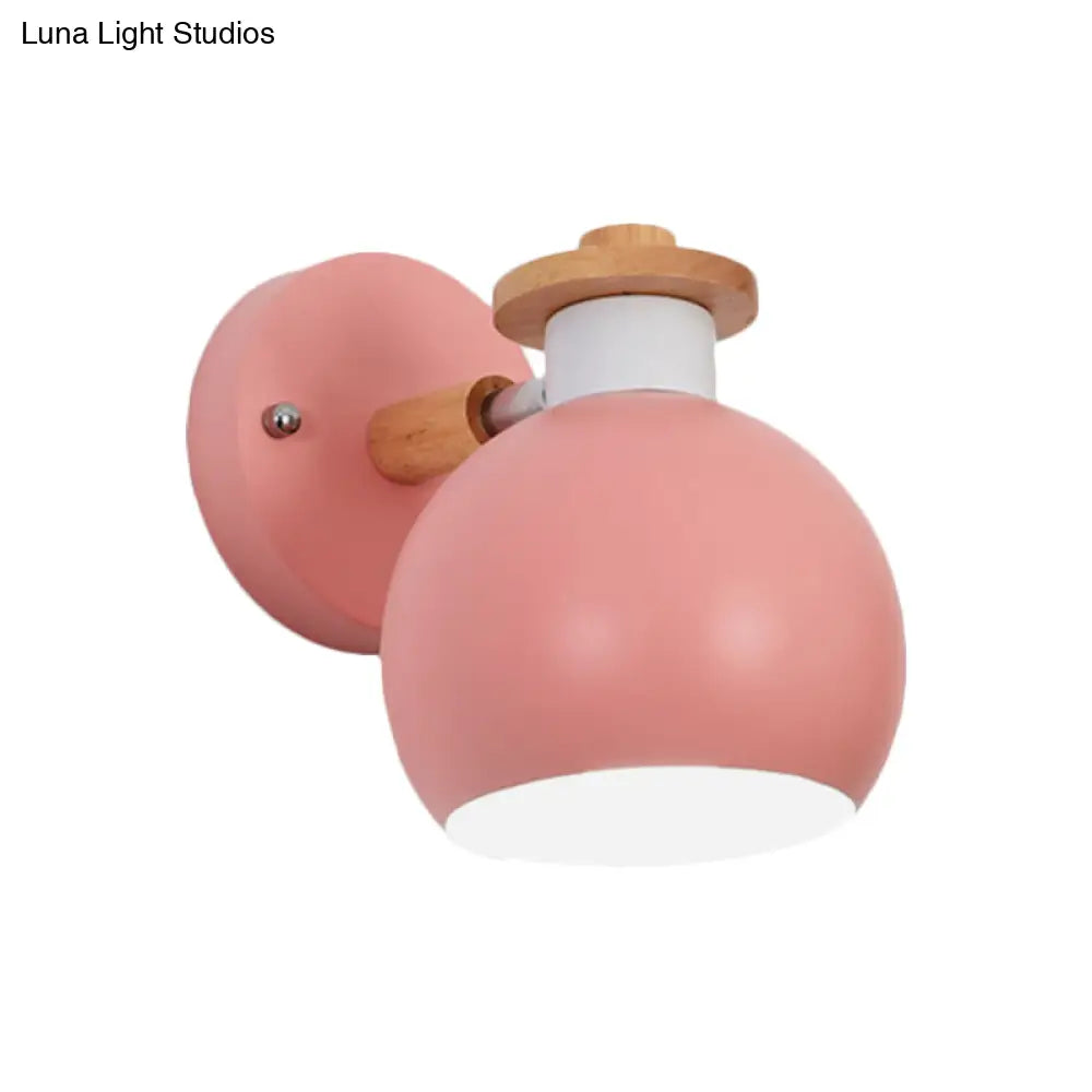 Rotatable Metal Globe Wall Light - Nordic Style Sconce For Child Bedroom Or Corridor