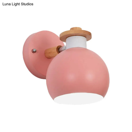 Rotatable Metal Globe Wall Light - Nordic Style Sconce For Child Bedroom Or Corridor