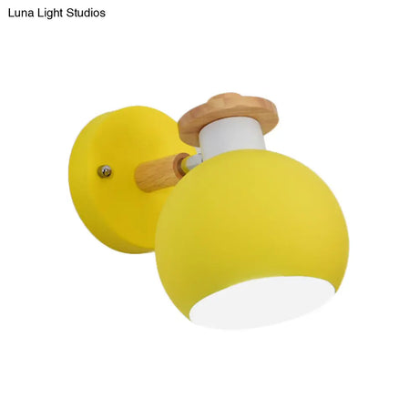 Rotatable Metal Globe Wall Light - Nordic Style Sconce For Child Bedroom Or Corridor
