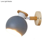 Rotatable Metal Spherical Wall Lamp - Kindergarten 1-Light Macaron Sconce Light