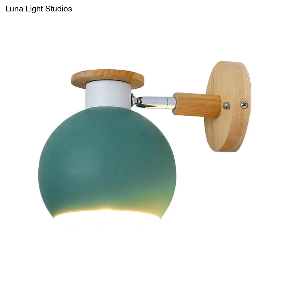 Rotatable Metal Spherical Wall Lamp - Kindergarten 1-Light Macaron Sconce Light