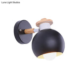Rotatable Monochrome Orb Sconce Nordic Style Metal Wall Light For Study Room
