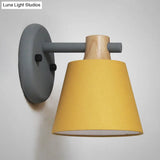Rotatable Nordic Bucket Wall Lamp - 1 Light Fabric Lighting For Childs Bedroom Or Stairwell