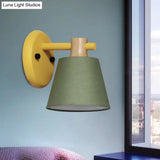 Rotatable Nordic Bucket Wall Lamp - 1 Light Fabric Lighting For Childs Bedroom Or Stairwell