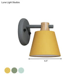 Rotatable Nordic Bucket Wall Lamp - 1 Light Fabric Lighting For Childs Bedroom Or Stairwell