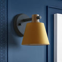 Rotatable Nordic Bucket Wall Lamp - 1 Light Fabric Lighting For Childs Bedroom Or Stairwell Yellow