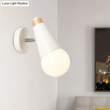 Rotatable Nordic Sweet Cone Wall Light - Child Bedroom Sconce With Metal/Wood Backplate