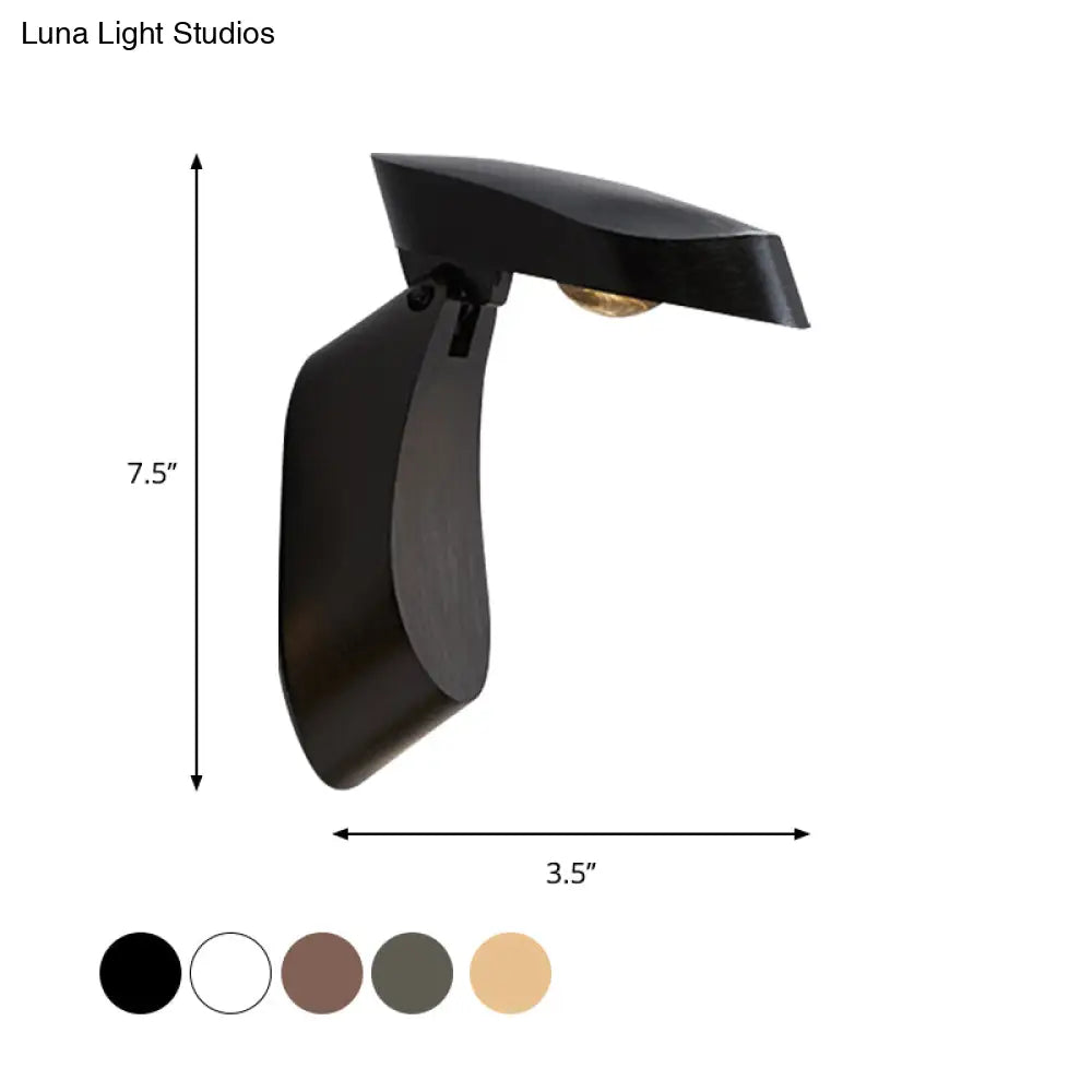 Rotatable Oval Wall Sconce - Modern Metal Led Bedside Light In White/Black/Gold Finish