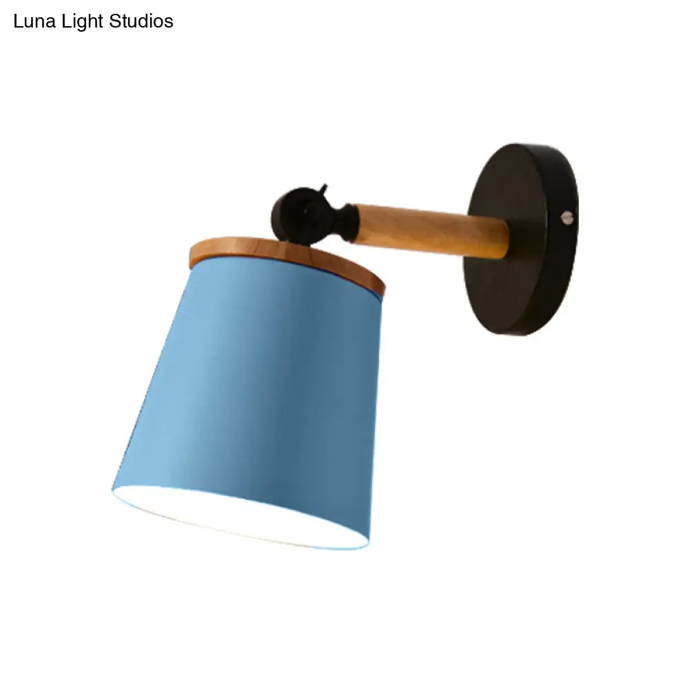 Rotatable Single Light Trapezoid Wall Sconce Stylish Macaron Loft Metal Lamp For Bedside