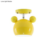 Rotating Bear Head Ceiling Lamp - Stylish Macaron Loft Metal Light For Balconies