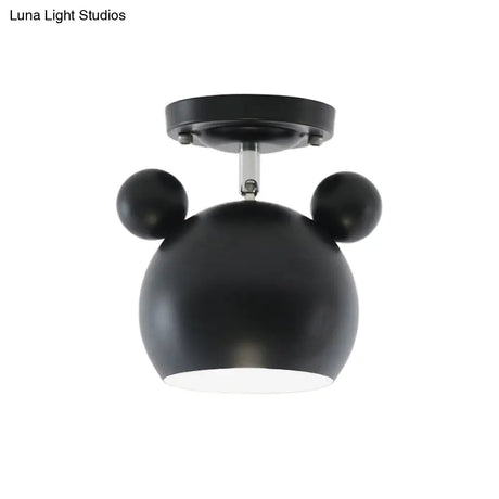Rotating Bear Head Ceiling Lamp - Stylish Macaron Loft Metal Light For Balconies