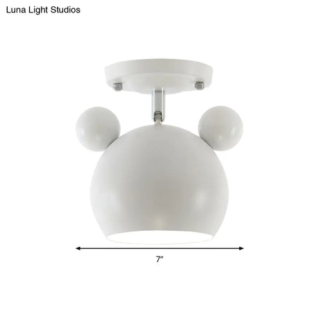 Rotating Bear Head Ceiling Lamp - Stylish Macaron Loft Metal Light For Balconies