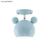 Rotating Bear Head Ceiling Lamp - Stylish Macaron Loft Metal Light For Balconies