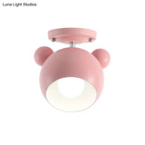 Rotating Bear Head Ceiling Lamp - Stylish Macaron Loft Metal Light For Balconies