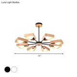 Rotating Trapezoid Wood Chandelier With Multiple Pendants - Modern Dining Room Lighting