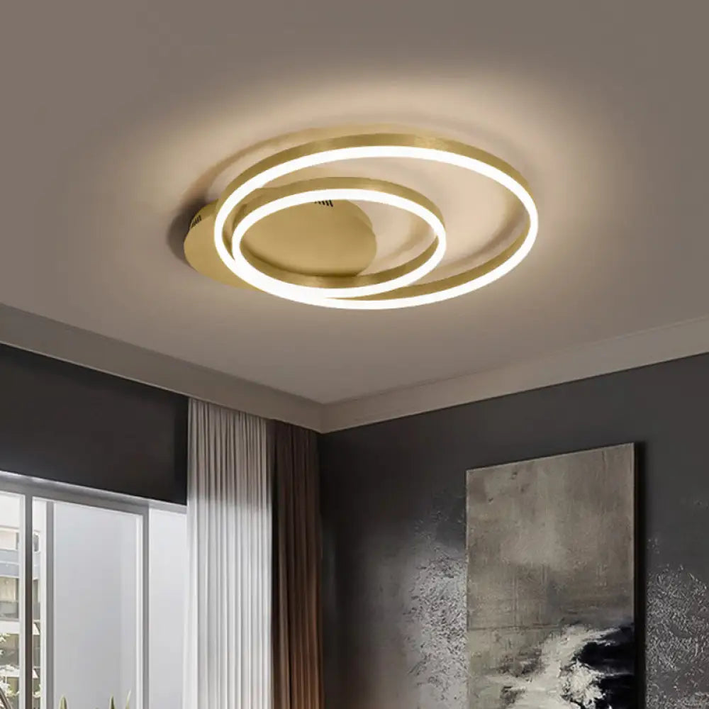 Round Acrylic Flush Ceiling Light - Coffee/Gold Led Flush-Mount Fixture Small/Medium/Large Gold /