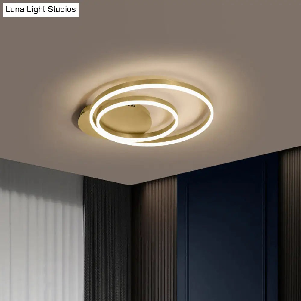 Round Acrylic Flush Ceiling Light - Coffee/Gold Led Flush-Mount Fixture Small/Medium/Large