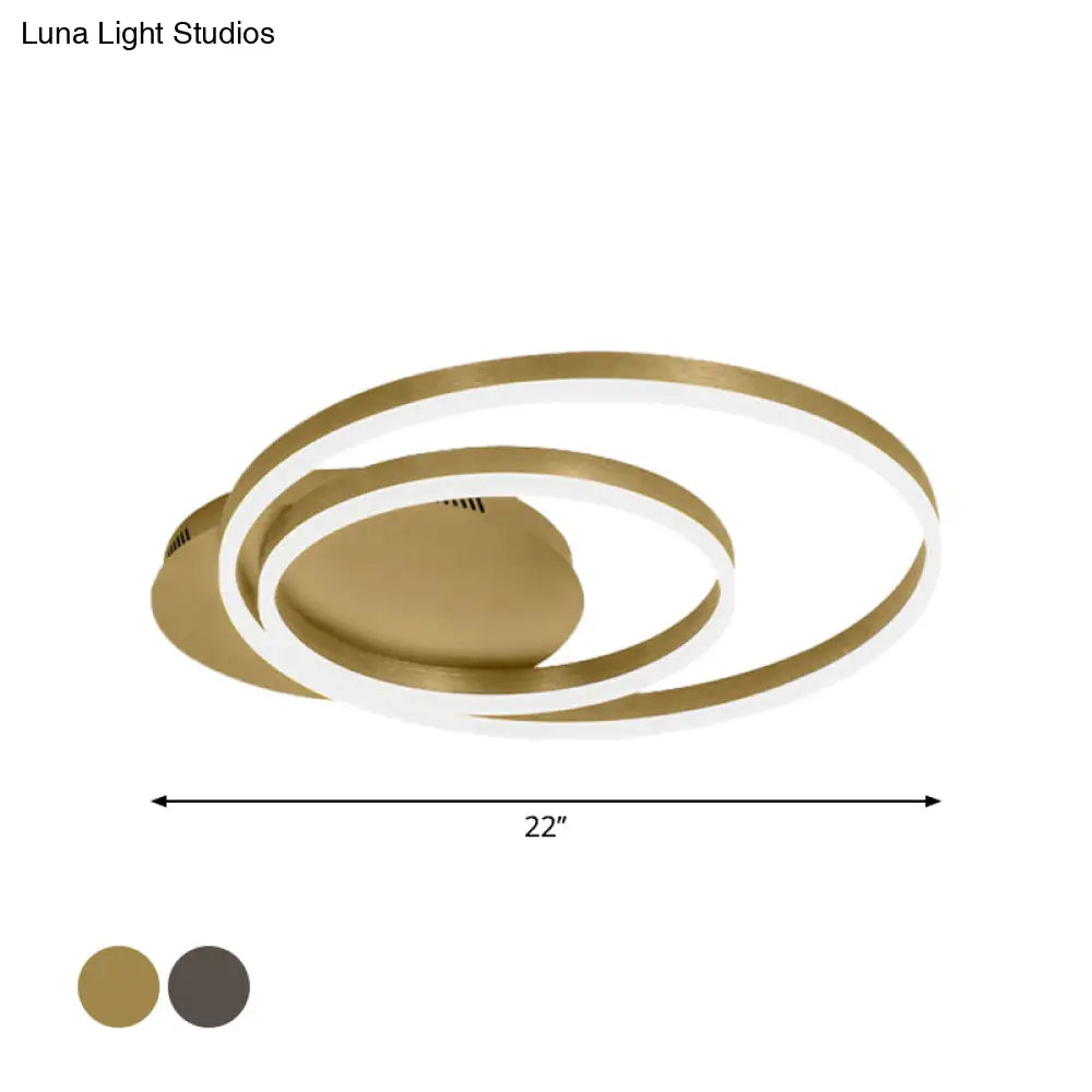 Round Acrylic Flush Ceiling Light - Coffee/Gold Led Flush-Mount Fixture Small/Medium/Large