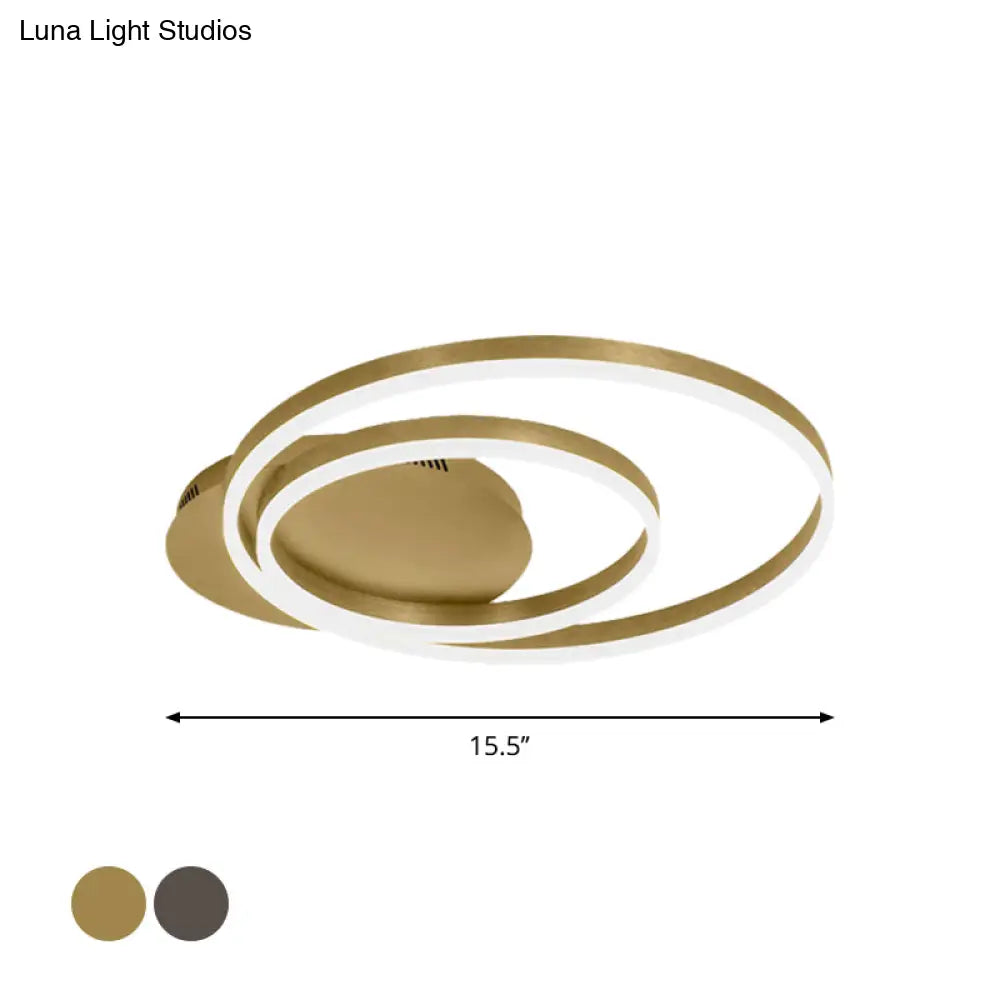 Round Acrylic Flush Ceiling Light - Coffee/Gold Led Flush-Mount Fixture Small/Medium/Large