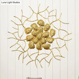 Round Aluminum Wall Lamp With Modern 3-Light Design In Dark Coffee/Gold Leaf Finish