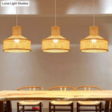 Round Bamboo Pendant Ceiling Light In Beige For Dining Room Decor