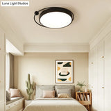 Round Black Led Flush Mount Ceiling Light In Warm/White - 18’ Or 21.5’ Diameter