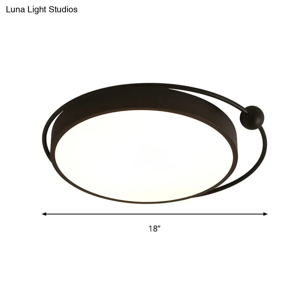 Round Black Led Flush Mount Ceiling Light In Warm/White - 18’ Or 21.5’ Diameter