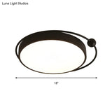 Round Black Led Flush Mount Ceiling Light In Warm/White - 18’ Or 21.5’ Diameter