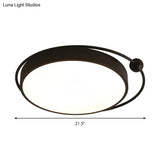 Round Black Led Flush Mount Ceiling Light In Warm/White - 18’ Or 21.5’ Diameter